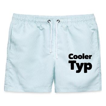 COOLER TYP - Männer Badeshorts - hellblau gestreift - Vorne - AI Model Male 178 light (178cm)