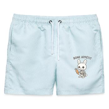 Knochen Appetit Skelett Hase - Männer Badeshorts - hellblau gestreift - Vorne - AI Model Male 178 light (178cm)