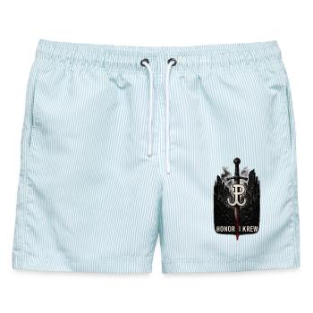 Honor i Krew Polnische Widerstandskunst - Männer Badeshorts - hellblau gestreift - Vorne - AI Model Male 178 light (178cm)