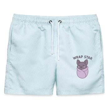 Wrap Star Bat Cozy Wrap - Männer Badeshorts - hellblau gestreift - Vorne - AI Model Male 178 light (178cm)