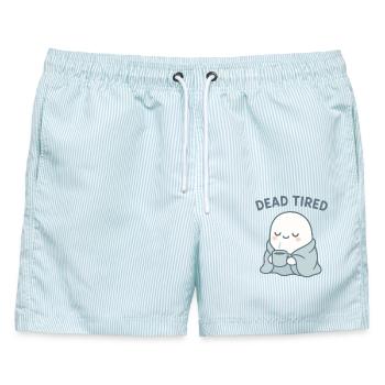Dead Tired Ghost Kuschelbecher - Männer Badeshorts - hellblau gestreift - Vorne - AI Model Male 178 light (178cm)