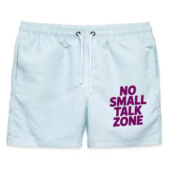 No Small Talk Zone - Männer Badeshorts - hellblau gestreift - Vorne - AI Model Male 178 light (178cm)