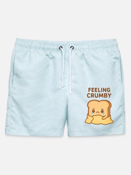 Feeling Crumby Toast Maskottchen - Männer Badeshorts - hellblau gestreift