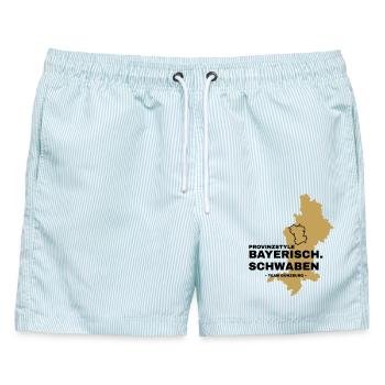Schwaben | GÜNZBURG - Männer Badeshorts - hellblau gestreift - Vorne - AI Model Male 178 light (178cm)