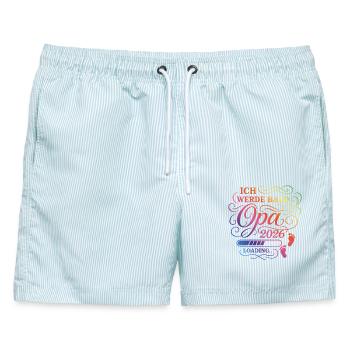 Ich werde bald Opa 2026 - Männer Badeshorts - hellblau gestreift - Vorne - AI Model Male 178 light (178cm)
