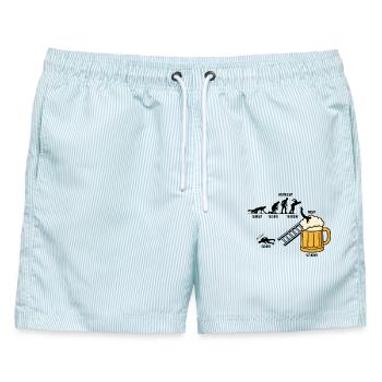 Lustiges Bier Design, perfekt für die JGA Crew - Männer Badeshorts - hellblau gestreift - Vorne - AI Model Male 178 light (178cm)