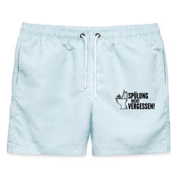 Spülung Nicht Vergessen! (Gegen Rechts / Black) - Männer Badeshorts - hellblau gestreift - Vorne - AI Model Male 178 light (178cm)