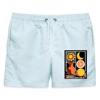 Sonnenblume Zitrus Mond - Männer Badeshorts - hellblau gestreift - Vorne - AI Model Male 178 light (178cm)