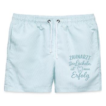 Zahnarzt Dein Lächeln Ist Mein Erfolg - Männer Badeshorts - hellblau gestreift - Vorne - AI Model Male 178 light (178cm)