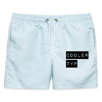 So sieht ein cooler Typ aus - Männer Badeshorts - hellblau gestreift - Vorne - AI Model Male 178 light (178cm)