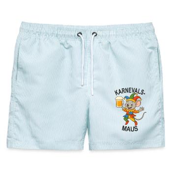 Karnevals Maus Faschingskostüm - Männer Badeshorts - hellblau gestreift - Vorne - AI Model Male 178 light (178cm)