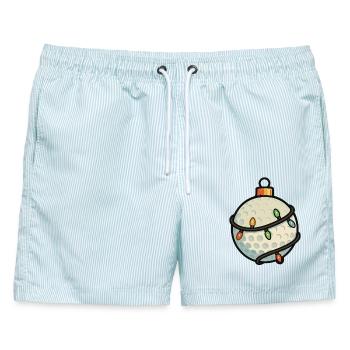 Lustiges Golfball Weihnachtsdesign - Männer Badeshorts - hellblau gestreift - Vorne - AI Model Male 178 light (178cm)