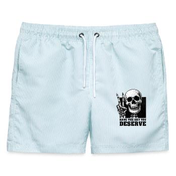 Skelett Friedenszeichen Shirt - Männer Badeshorts - hellblau gestreift - Vorne - AI Model Male 178 light (178cm)