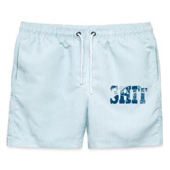 Shit  - Männer Badeshorts - hellblau gestreift - Vorne - AI Model Male 178 light (178cm)