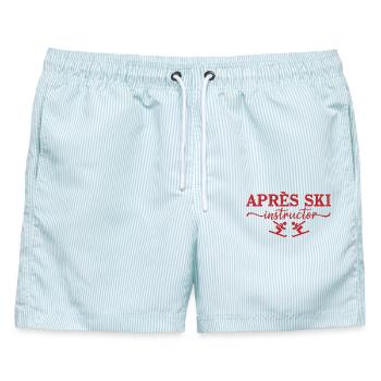 Après Ski Instructor Skilehrer - Männer Badeshorts - hellblau gestreift - Vorne - AI Model Male 178 light (178cm)