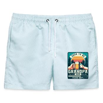 Werdender Opa loading zukünftiger Großvater - Männer Badeshorts - hellblau gestreift - Vorne - AI Model Male 178 light (178cm)