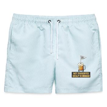 Mein Lieblings Golfplatz Bier - Männer Badeshorts - hellblau gestreift - Vorne - AI Model Male 178 light (178cm)