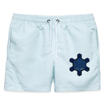 Fractal Evolution Experience Mandala Psytrance Goa - Männer Badeshorts - hellblau gestreift - Vorne - AI Model Male 178 light (178cm)