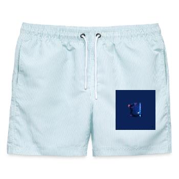TEXTURA_DE_COLOR_#27 - Männer Badeshorts - hellblau gestreift - Vorne - AI Model Male 178 light (178cm)