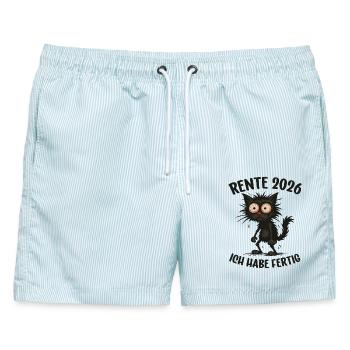 Rente 2026 Ich habe fertig Rente Renteneintritt - Männer Badeshorts - hellblau gestreift - Vorne - AI Model Male 178 light (178cm)