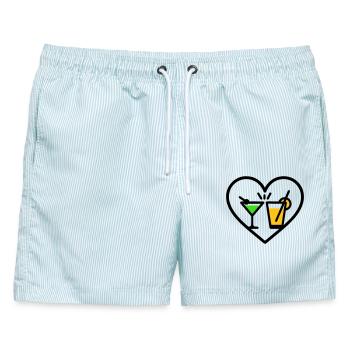 Cocktails Herz Sommer Party Strand Geschenk - Männer Badeshorts - hellblau gestreift - Vorne - AI Model Male 178 light (178cm)