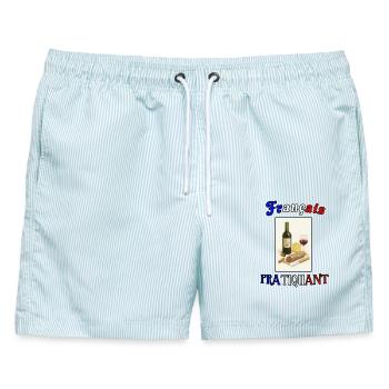 Französisch praktizieren - Männer Badeshorts - hellblau gestreift - Vorne - AI Model Male 178 light (178cm)