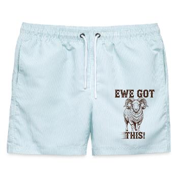 Witz Humor Wortspiel Schaf Schaf - Männer Badeshorts - hellblau gestreift - Vorne - AI Model Male 178 light (178cm)