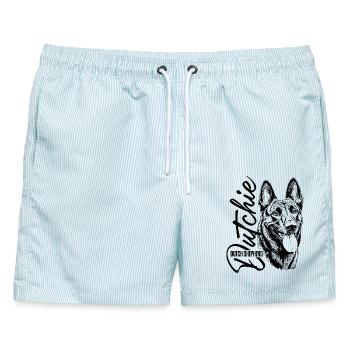 Dutchie - Holländischer Schäferhund - Männer Badeshorts - hellblau gestreift - Vorne - AI Model Male 178 light (178cm)