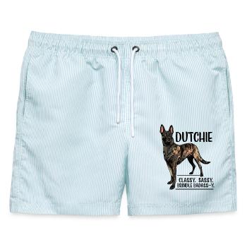 Dutchie - Holländischer Schäferhund - Männer Badeshorts - hellblau gestreift - Vorne - AI Model Male 178 light (178cm)