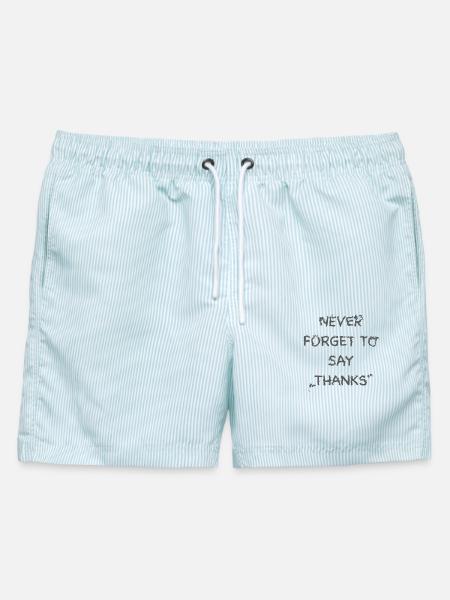 Never forget to say „thanks“ - Männer Badeshorts - hellblau gestreift
