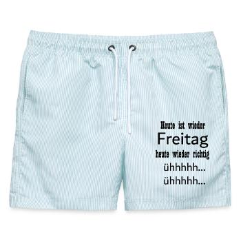Heute ist wieder Freitag - Männer Badeshorts - hellblau gestreift - Vorne - AI Model Male 178 light (178cm)