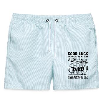 Jobwechsel Neuer Job Abschied Abschiedsgeschenk - Männer Badeshorts - hellblau gestreift - Vorne - AI Model Male 178 light (178cm)