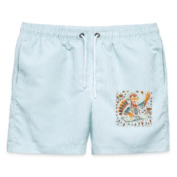 Herbst Türkei DJ Kunstwerk - Männer Badeshorts - hellblau gestreift - Vorne - AI Model Male 178 light (178cm)