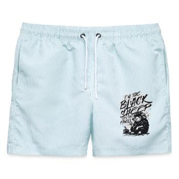Schwarzes Schaf der Familie - Männer Badeshorts - hellblau gestreift - Vorne - AI Model Male 178 light (178cm)
