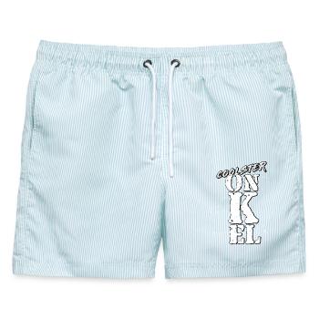 onkel - Männer Badeshorts - hellblau gestreift - Vorne - AI Model Male 178 light (178cm)