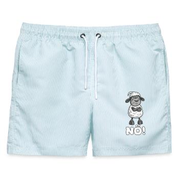 Wütendes Schaf NÖ - Männer Badeshorts - hellblau gestreift - Vorne - AI Model Male 178 light (178cm)