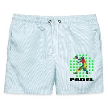 Padel - Männer Badeshorts - hellblau gestreift - Vorne - AI Model Male 178 light (178cm)