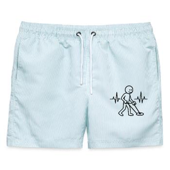 Herzschlag-Metall-Erkennungs-Schatzsucher-Design - Männer Badeshorts - hellblau gestreift - Vorne - AI Model Male 178 light (178cm)