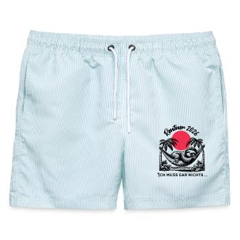 Rentner 2026 - Männer Badeshorts - hellblau gestreift - Vorne - AI Model Male 178 light (178cm)