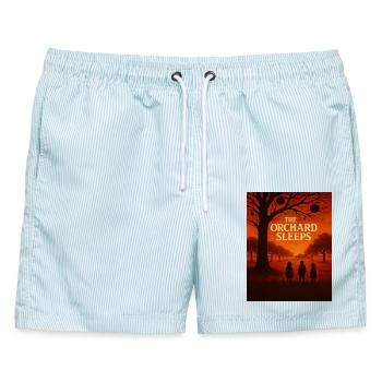 Der Obstgarten schläft - Männer Badeshorts - hellblau gestreift - Vorne - AI Model Male 178 light (178cm)
