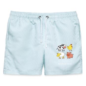 Official Farmershirt Niedliche Nutztiere Bauer - Männer Badeshorts - hellblau gestreift - Vorne - AI Model Male 178 light (178cm)