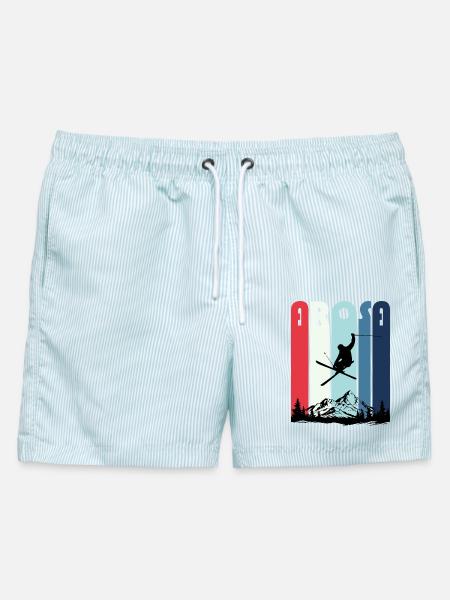 ArosaRetro - Männer Badeshorts - hellblau gestreift
