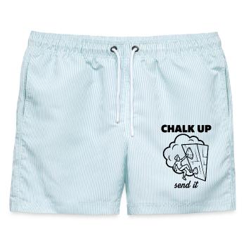 Schreib auf, schick es Kletterspaß - Männer Badeshorts - hellblau gestreift - Vorne - AI Model Male 178 light (178cm)