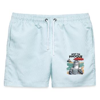 Normandy Seal Pride Humor-Geschenk - Männer Badeshorts - hellblau gestreift - Vorne - AI Model Male 178 light (178cm)