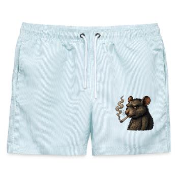 Rauchende Ratte - Männer Badeshorts - hellblau gestreift - Vorne - AI Model Male 178 light (178cm)