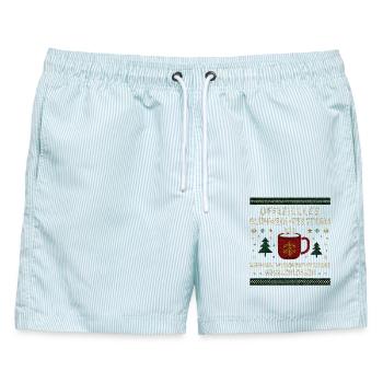 Glühwein Testteam, Weihnachtsmarkt Held - Männer Badeshorts - hellblau gestreift - Vorne - AI Model Male 178 light (178cm)