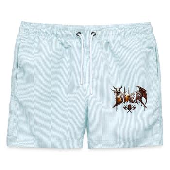 Bier Trinken  - Männer Badeshorts - hellblau gestreift - Vorne - AI Model Male 178 light (178cm)