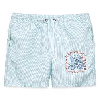 Drunken Oktopus mit Flasche - Männer Badeshorts - hellblau gestreift - Vorne - AI Model Male 178 light (178cm)