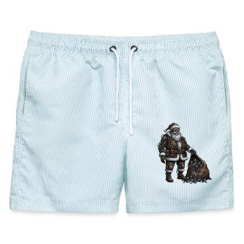 Cyborg Santa Claus - Männer Badeshorts - hellblau gestreift - Vorne - AI Model Male 178 light (178cm)