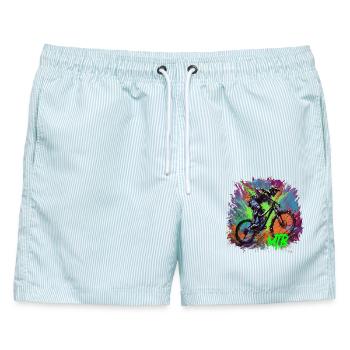 Mtb - Männer Badeshorts - hellblau gestreift - Vorne - AI Model Male 178 light (178cm)